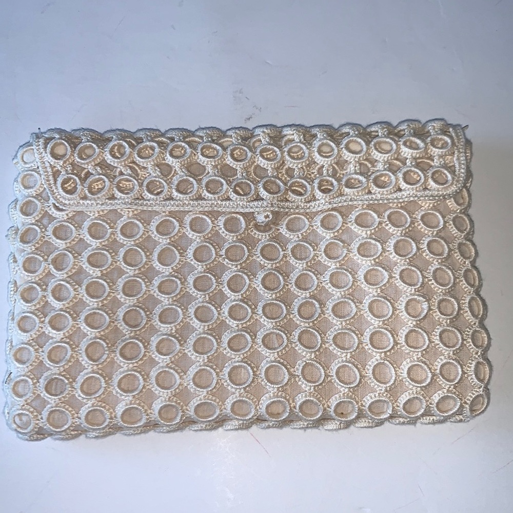 Beautiful lace and linen clutch